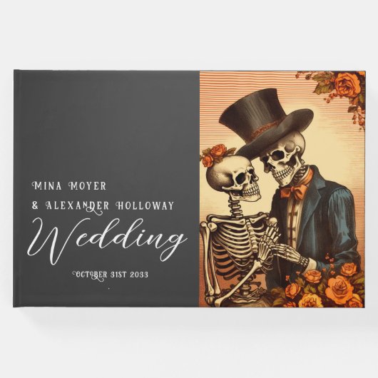 ヴィンテージスケルトンゴシック結婚フォトズゲストブック ゲストブック (正面)