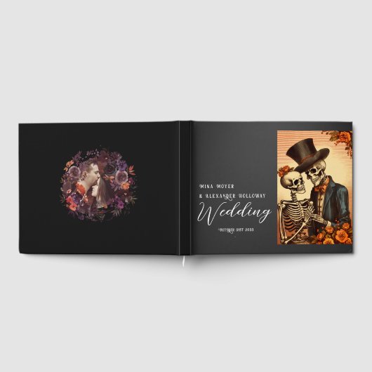 ヴィンテージスケルトンゴシック結婚フォトズゲストブック ゲストブック (全面)
