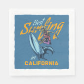 ヴィンテージスケルトンサーフィンカリフォルニアビーチ スタンダードランチョンナプキン (正面)