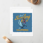 ヴィンテージスケルトンサーフィンカリフォルニアビーチ ノートカード (正面/裏面インサイチュ)