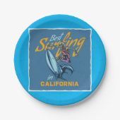 ヴィンテージスケルトンサーフィンカリフォルニアビーチ ペーパープレート (正面)