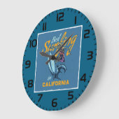 ヴィンテージスケルトンサーフィンカリフォルニアビーチ ラージ壁時計 (傾斜)