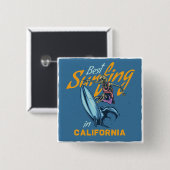 ヴィンテージスケルトンサーフィンカリフォルニアビーチ 缶バッジ (正面&裏面)