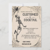 ヴィンテージスケルトンハロウィーンコスチューム&カクテル 招待状 (正面)