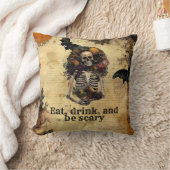 ヴィンテージスケルトンハロウィーンハーベストパーティー クッション (ブランケット)