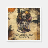 ヴィンテージスケルトンハロウィーンハーベストパーティー スタンダードカクテルナプキン (正面)