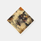 ヴィンテージスケルトンハロウィーンハーベストパーティー スタンダードカクテルナプキン (角)