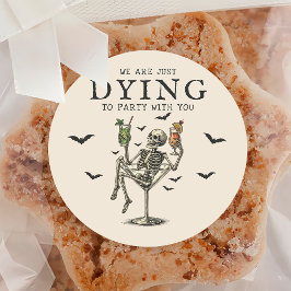 ヴィンテージスケルトンハローウィンパーティステッカー ラウンドシール