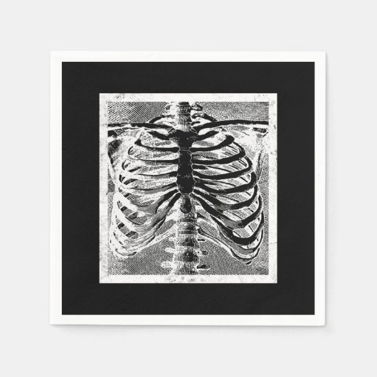 ヴィンテージスケルトンボーンズトルソ体ハロウィーン スタンダードカクテルナプキン (正面)