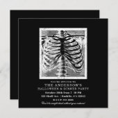 ヴィンテージスケルトンボーンズトルソ体ハロウィーン 招待状 (正面/裏面)