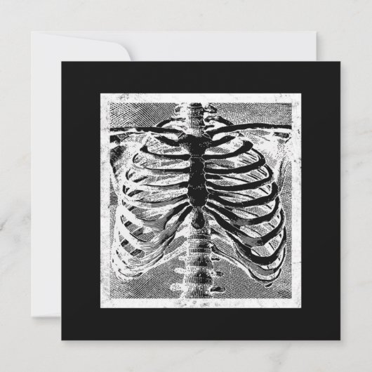 ヴィンテージスケルトンボーンズトルソ体ハロウィーン 招待状 (裏面)