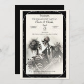 ヴィンテージスケルトンロマンスゴシック婚約パーティ 招待状 (正面/裏面)