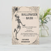 ヴィンテージスケルトン大人ハロウィーンBashパーティー 招待状 (スタンド正面)