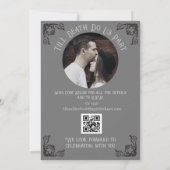 ヴィンテージスケルトン対ゴシック結婚のQR招待状 セーブザデート (裏面)