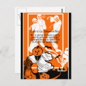 ヴィンテージスケルトン幽霊グリーティング ポストカード (正面/裏面)