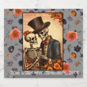 ヴィンテージスケルトン新郎新婦ハロウェディング リキュールボトルラベル (シングルラベル)