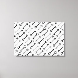 ヴィンテージスケルトン鍵オンキャンバス キャンバスプリント