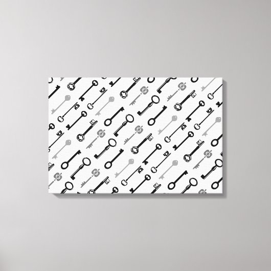 ヴィンテージスケルトン鍵オンキャンバス キャンバスプリント (正面)
