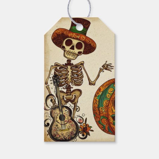 ヴィンテージスケルトン/パンプキンデッドの日 ギフトタグ (正面)