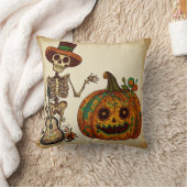 ヴィンテージスケルトン/パンプキンデッドの日 クッション (ブランケット)