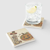 ヴィンテージスケルトン/パンプキンデッドの日 ストーンコースター (横)