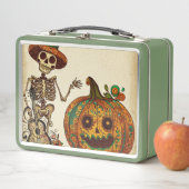 ヴィンテージスケルトン/パンプキンデッドの日 メタルランチボックス (インサイチュ)