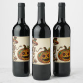 ヴィンテージスケルトン/パンプキンデッドの日 ワインラベル (ボトル)