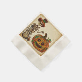 ヴィンテージスケルトン/パンプキンデッドの日 縁ありカクテルナプキン (角)