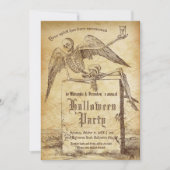 ヴィンテージスケルトンTombstoneゴシックハローウィンパーティ 招待状 (正面)
