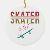 ヴィンテージスケーターガールスケートボーダースケートボード80s セラミックオーナメント (正面)