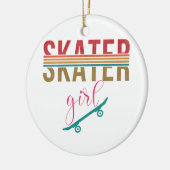 ヴィンテージスケーターガールスケートボーダースケートボード80s セラミックオーナメント (左)