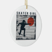 ヴィンテージスケーターガールスケートボーダースケートボード80s セラミックオーナメント (右)