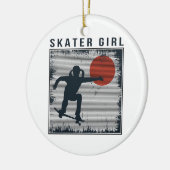 ヴィンテージスケーターガールスケートボーダースケートボード80s セラミックオーナメント (左)