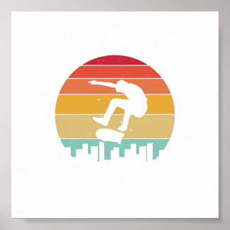 ヴィンテージスケートスケートで滑るトップ建物 ポスター