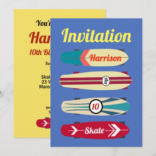 ヴィンテージスケートボード 招待状 (正面/裏面)
