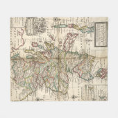 ヴィンテージスコットランドの地図(1718年) フリースブランケット (正面(横))