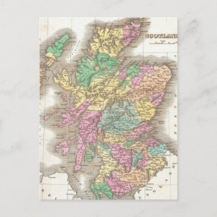 ヴィンテージスコットランドの地図(1827年) ポストカード