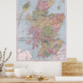 ヴィンテージスコットランドの地図(1892) ポスター (キッチン)