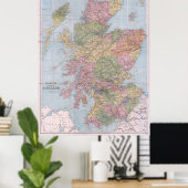 ヴィンテージスコットランドの地図(1892) ポスター (ホームオフィス)