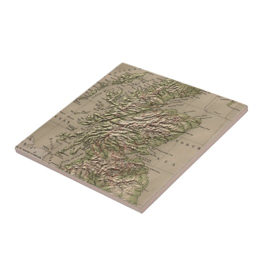 ヴィンテージスコットランドの物理地図(1880) タイル (側面)