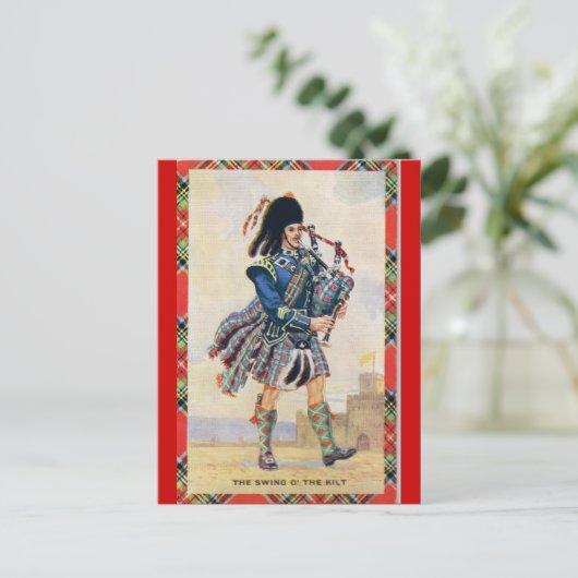 ヴィンテージスコットランドは、バグパイプを後を追います ポストカード (スタンド正面)