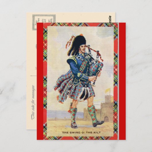 ヴィンテージスコットランドは、バグパイプを後を追います ポストカード (正面/裏面)