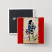 ヴィンテージスコットランドは、バグパイプを後を追います 缶バッジ (正面&裏面)