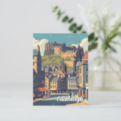 ヴィンテージスコットランドエディンバラキャッスルトラベル ポストカード (スタンド正面)