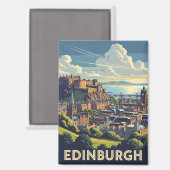 ヴィンテージスコットランドエディンバラキャッスルトラベル マグネット (正面/裏面)