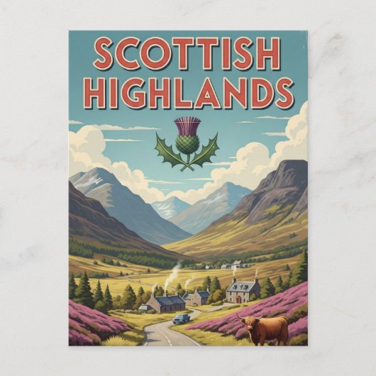 ヴィンテージスコットランドスコットランド高地旅行 ポストカード (正面)