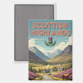 ヴィンテージスコットランドスコットランド高地旅行 マグネット (正面/裏面)