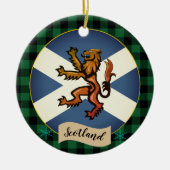 ヴィンテージスコットランド国旗、激しい国旗、プレイド、スコットランド セラミックオーナメント (正面)