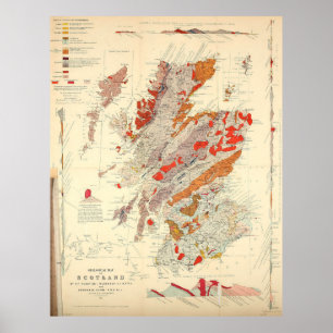 ヴィンテージスコットランド地質図(1865) ポスター