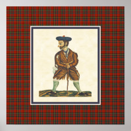 ヴィンテージスコティッシュハイランダーピーランタータンチェック縁ど ポスター